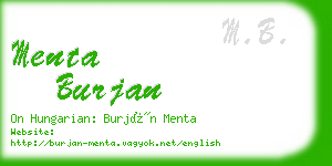 menta burjan business card